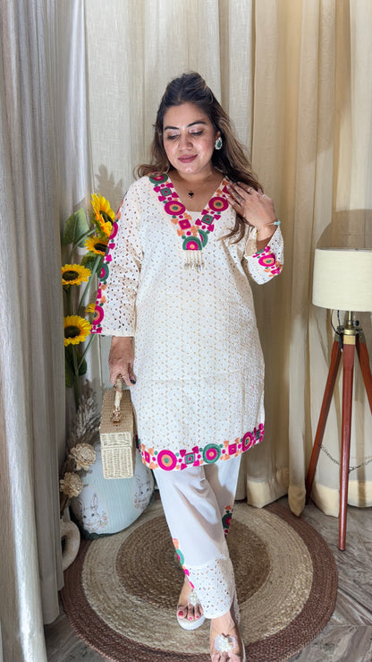 Cotton Sciffli Embroidered Coord set