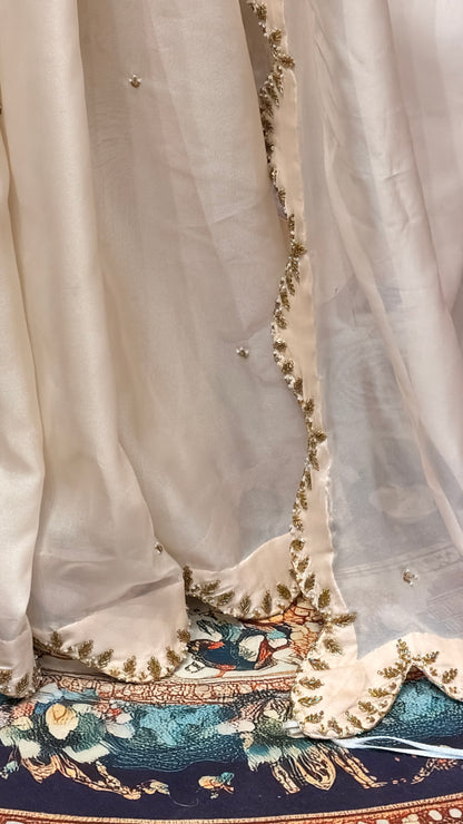 Ivory Elegance Embellished Saree Set