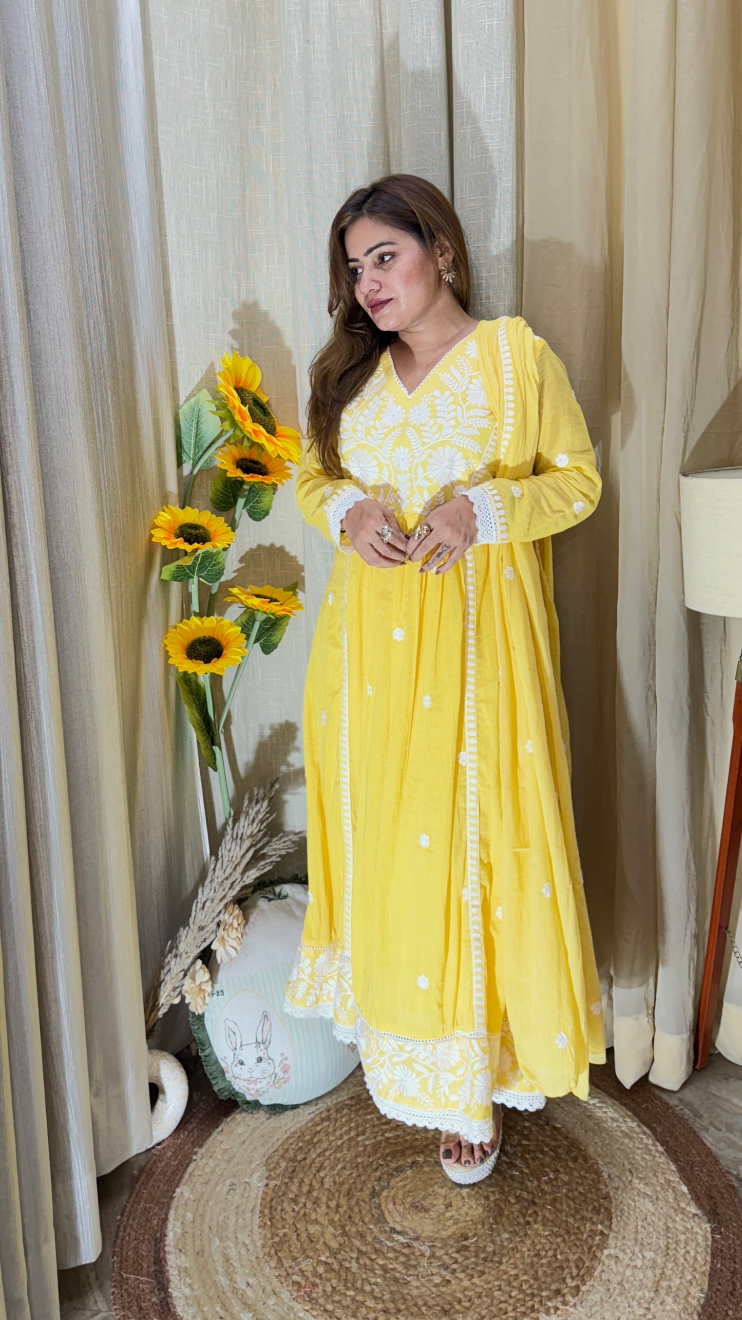 Embroidered Yellow Anarkali Suit