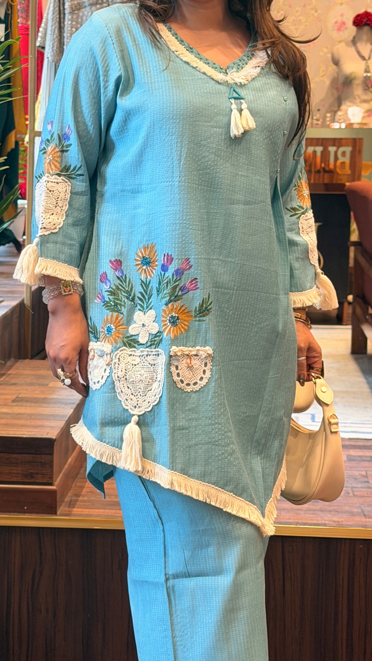 Sky Blue Embellished Co-ord Set