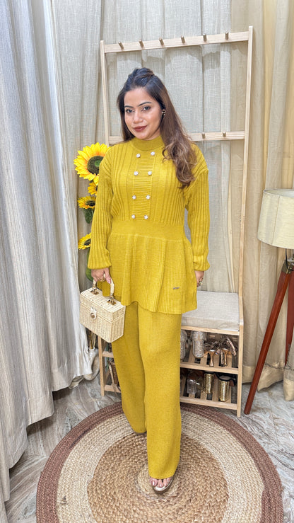 Women’s Premium Woolen Co-ord Set – (Mustard)