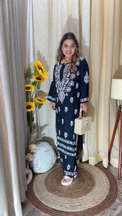 Cotton kurta set with chikankari