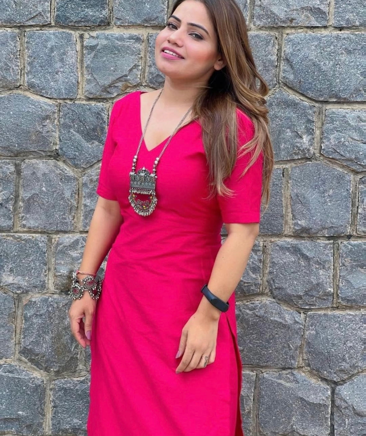 The deep pink kurta corset