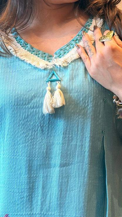 Sky Blue Embellished Co-ord Set