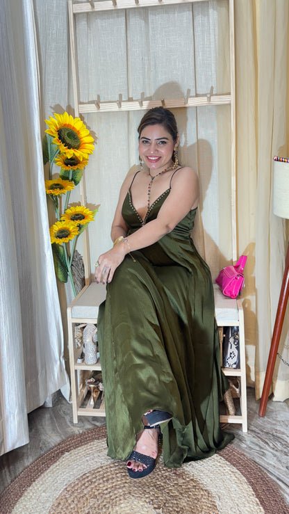 Elegant Satin One-Piece Maxi Dress