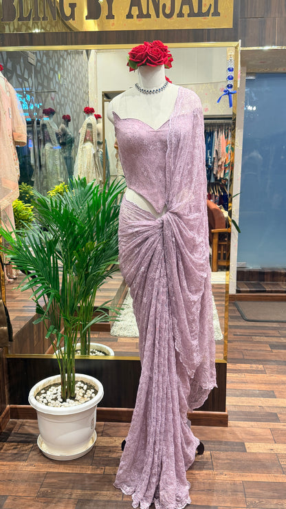 Lace Saree with Sculpted Corset Blouse | Designer Party & Cocktail Wear