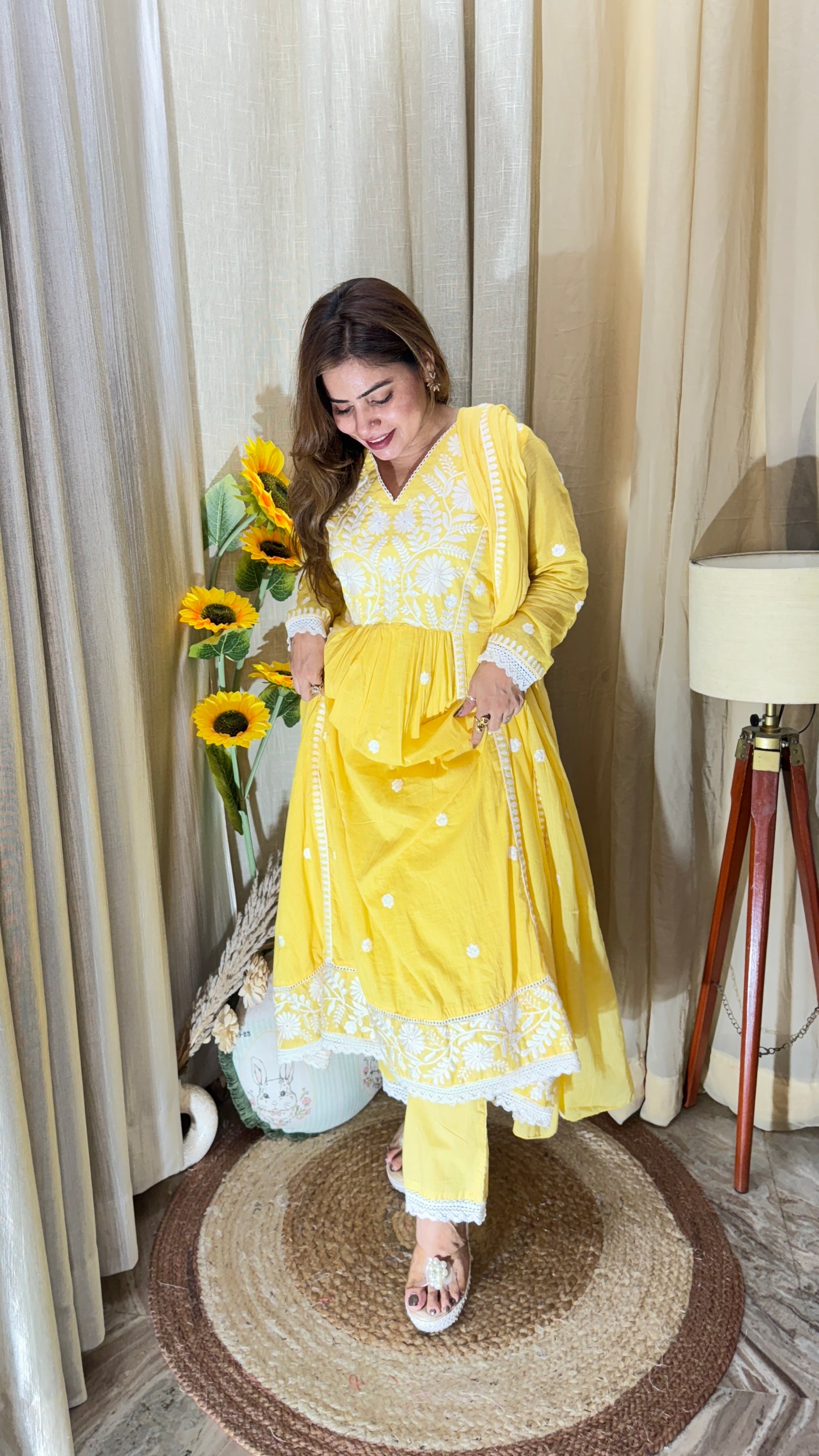Embroidered Yellow Anarkali Suit