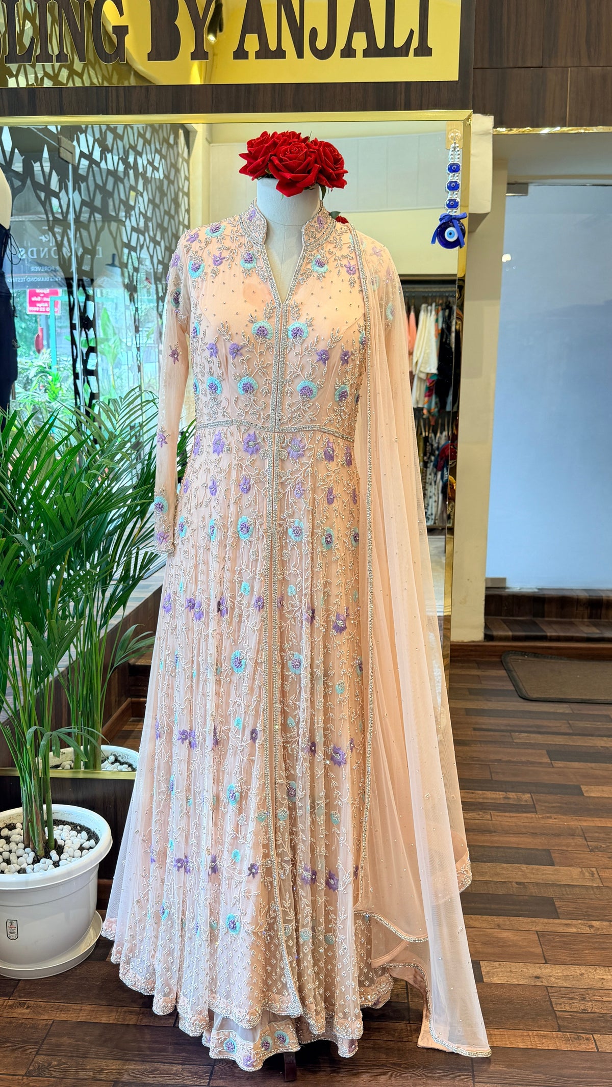 Floral Embroidered Anarkali Set