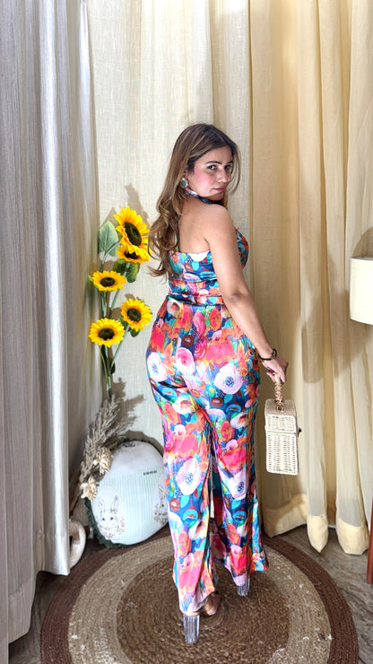 2pc printed Satin silk cord set