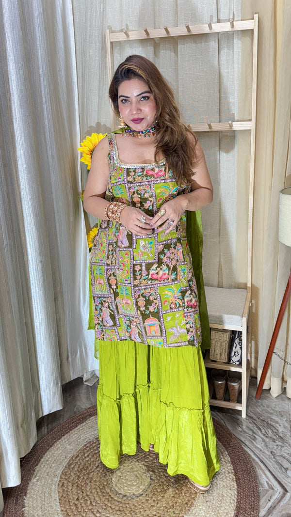Pichwai Sharara Suit Set – Elegant Festive Wear