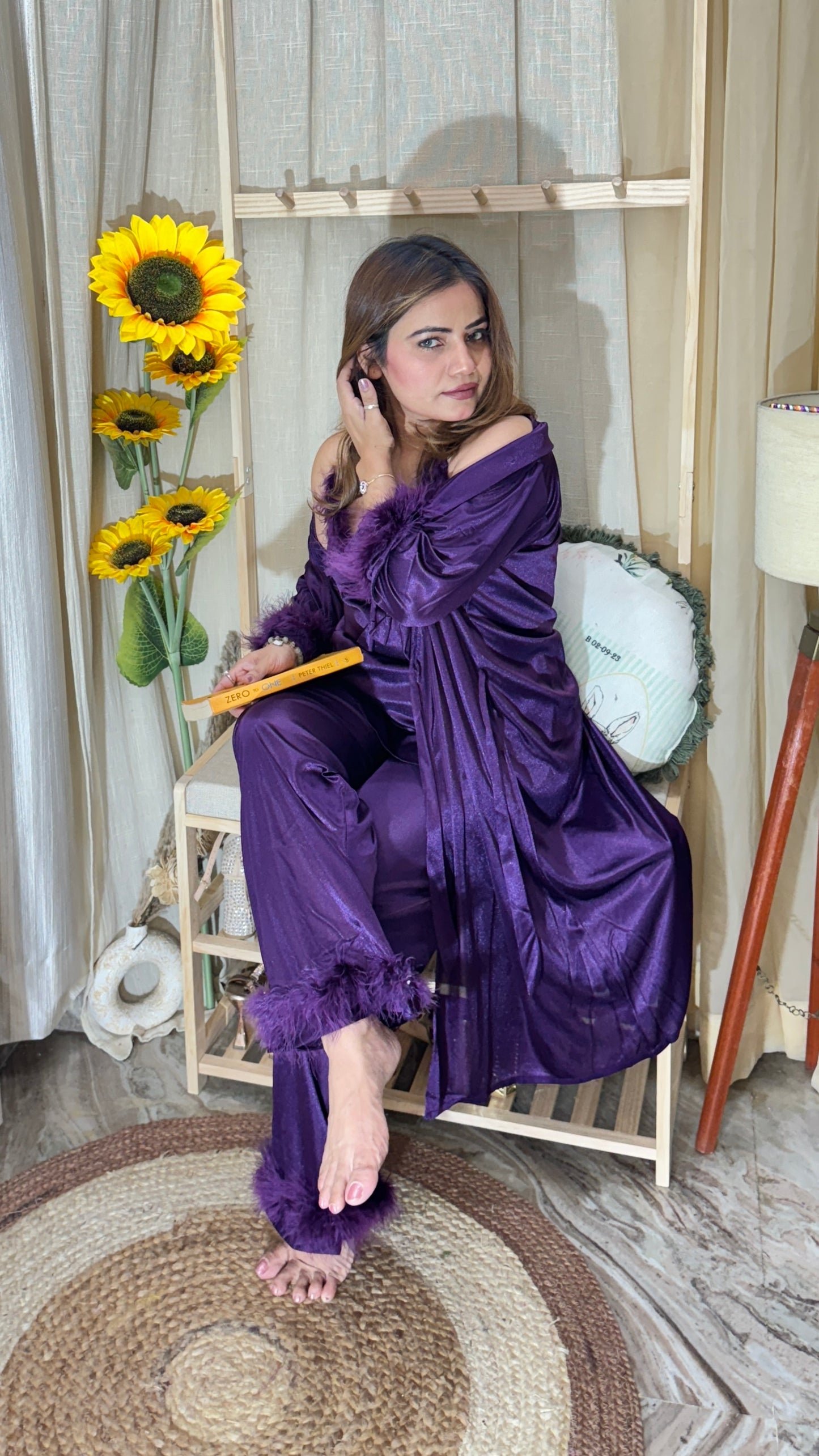 Lycra Silk 3-Piece Nightwear Set