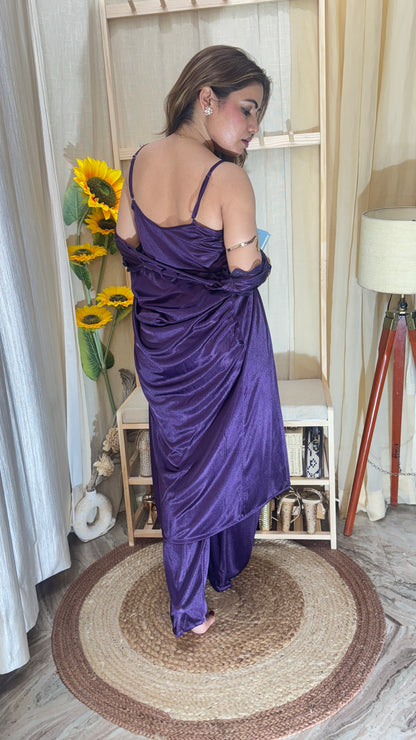 3-piece satin nighty set