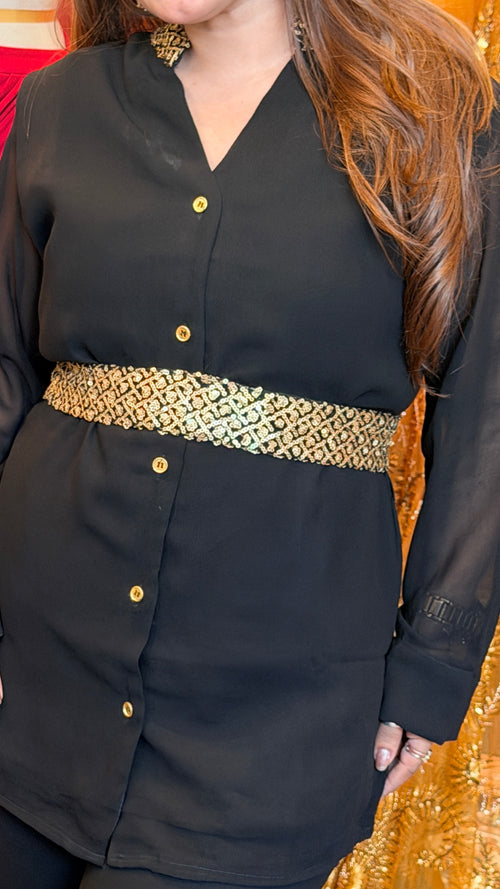 Black Gold Embellished Co-ord Set