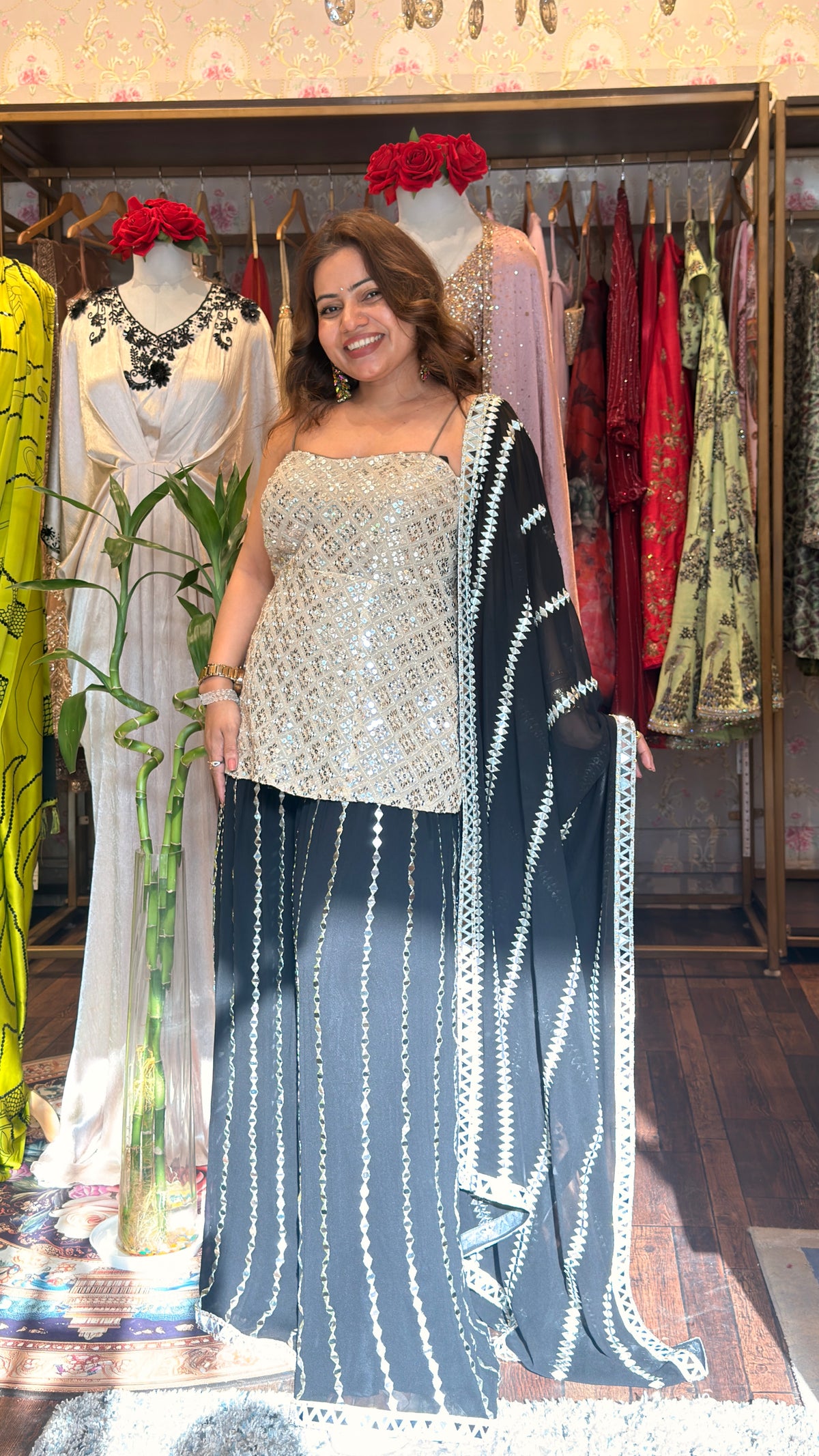 Black Mirror-Inspired Work Sharara Set