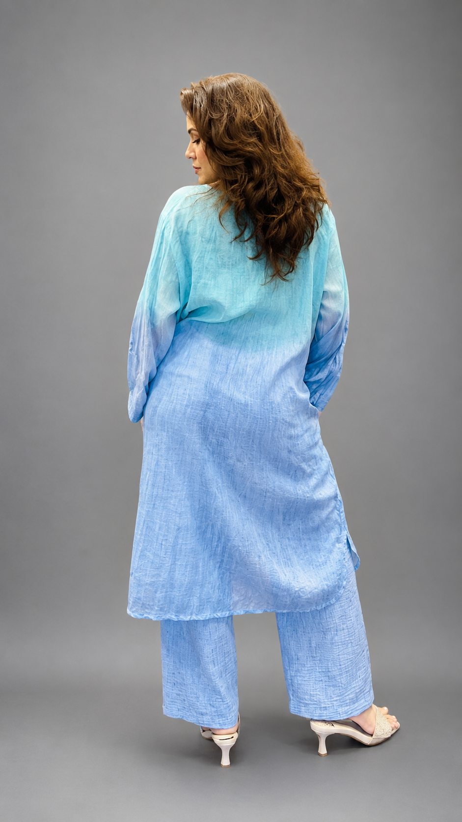 Pure Handwoven Mul Cotton Ombre Long Shirt