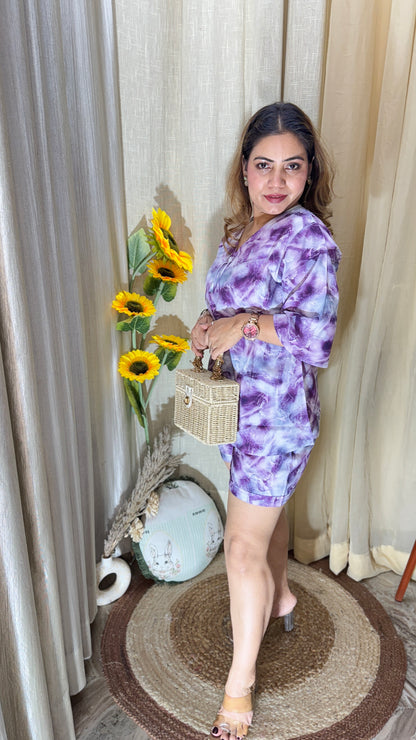 Print Co-ord Set/ Purple Tie-Dye Co-ord Set