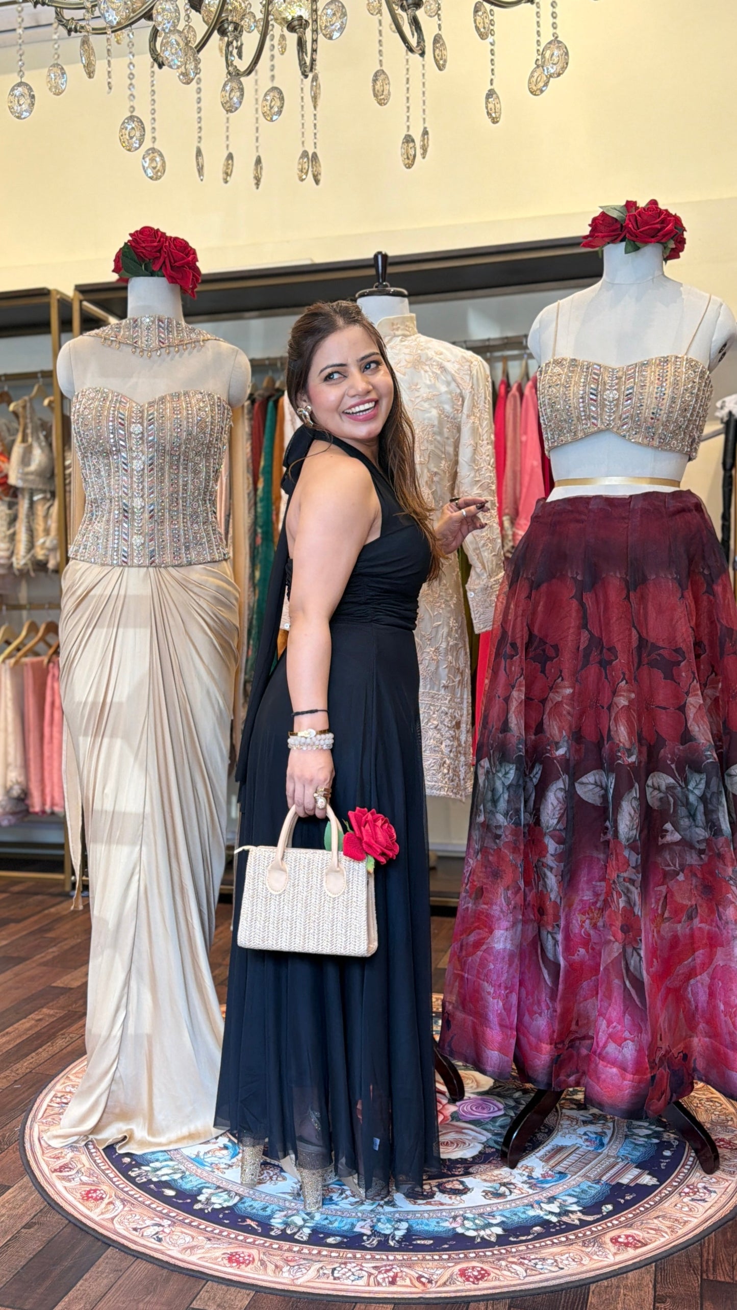 Black Halter Neck Tulle Gown