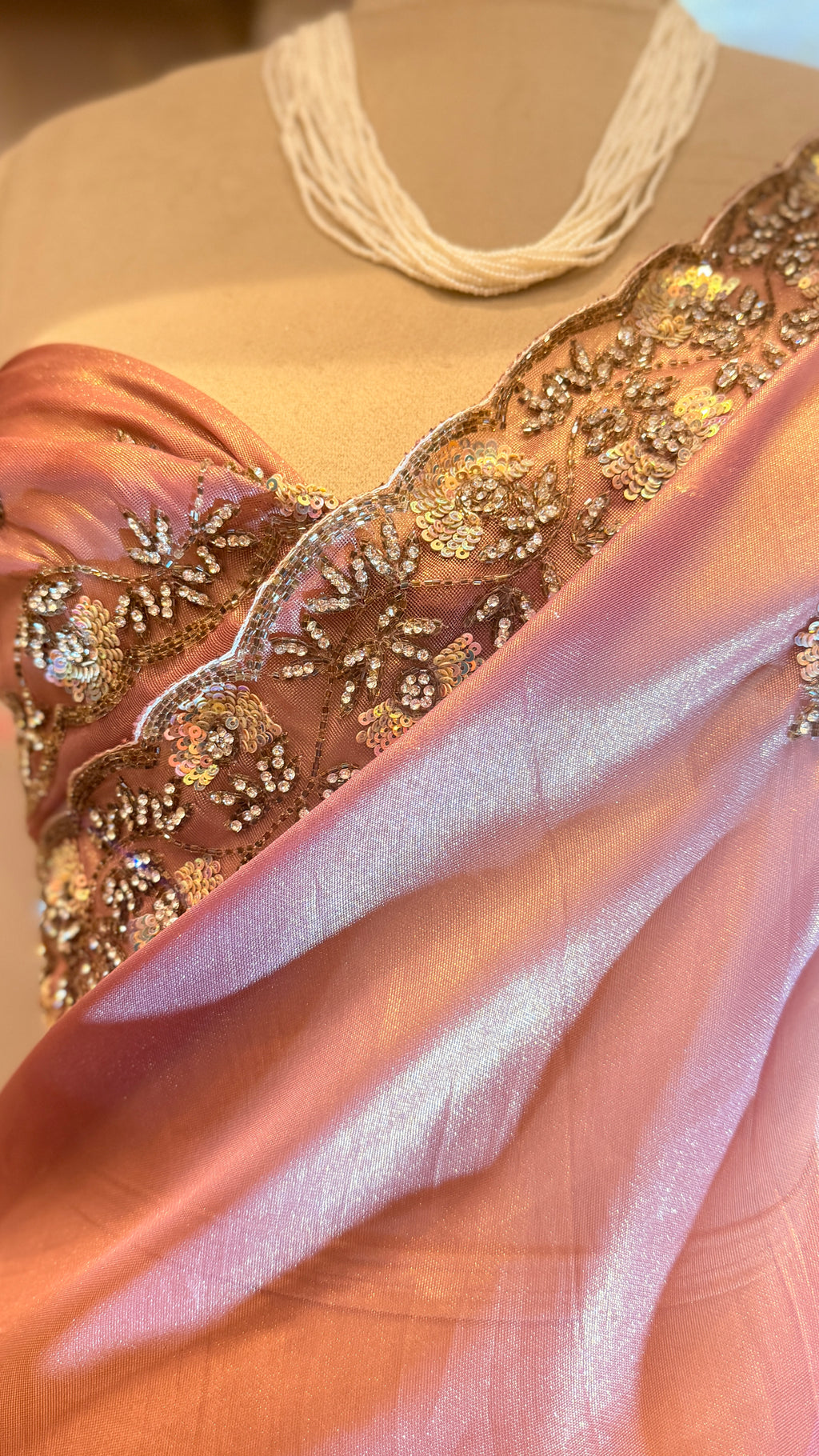 TISSUE ORGANZA EMBROIDERED SAREE