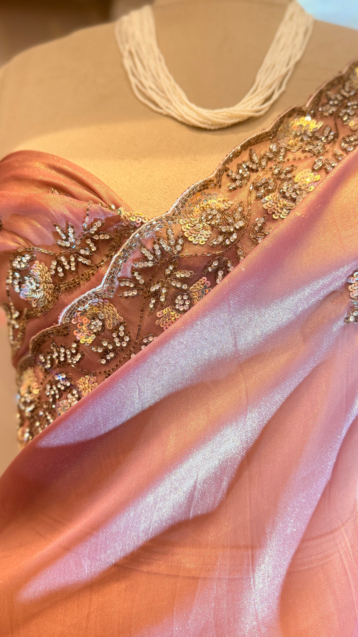 TISSUE ORGANZA EMBROIDERED SAREE