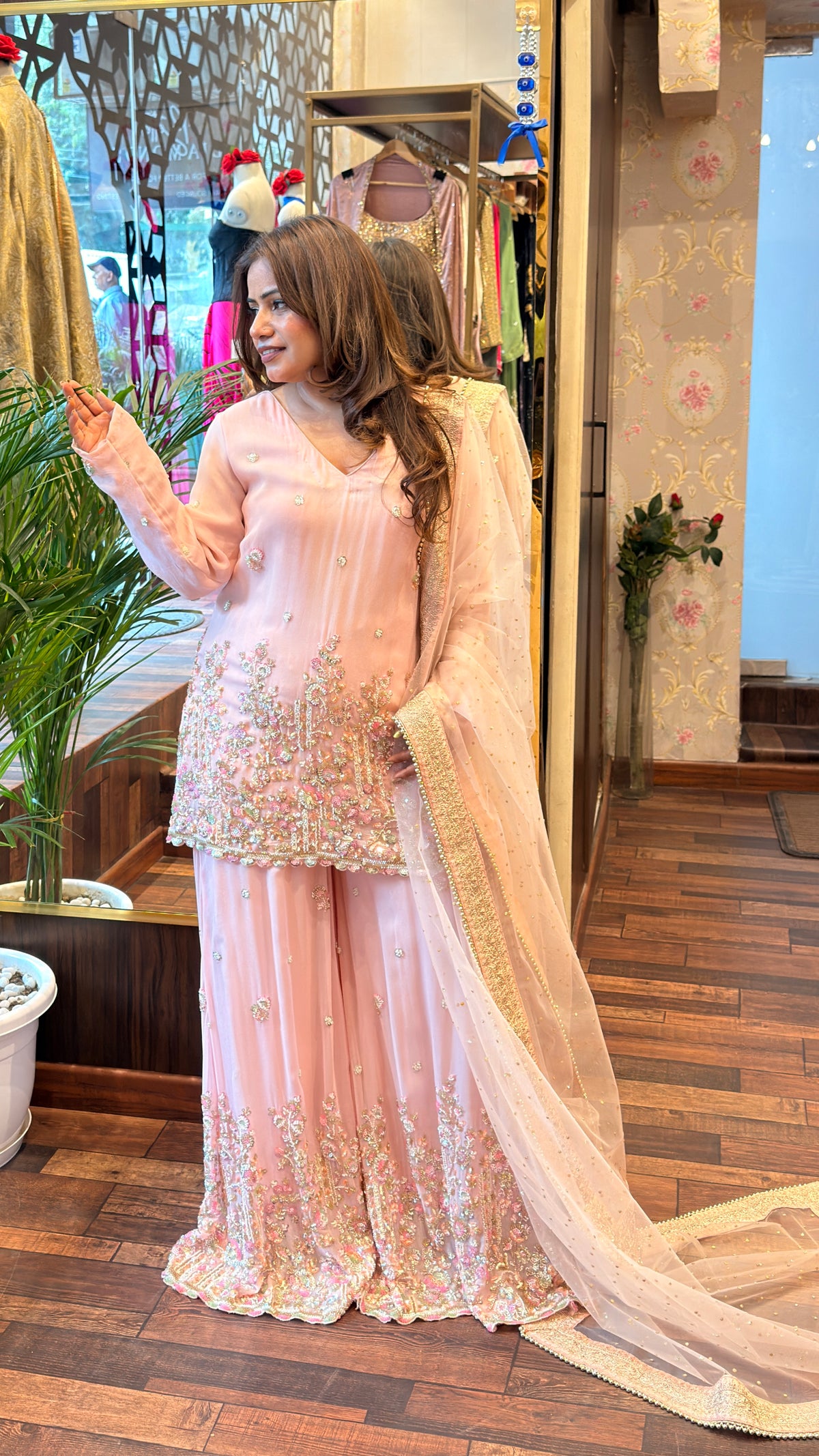 Blush Pink Embroidered Salara Set