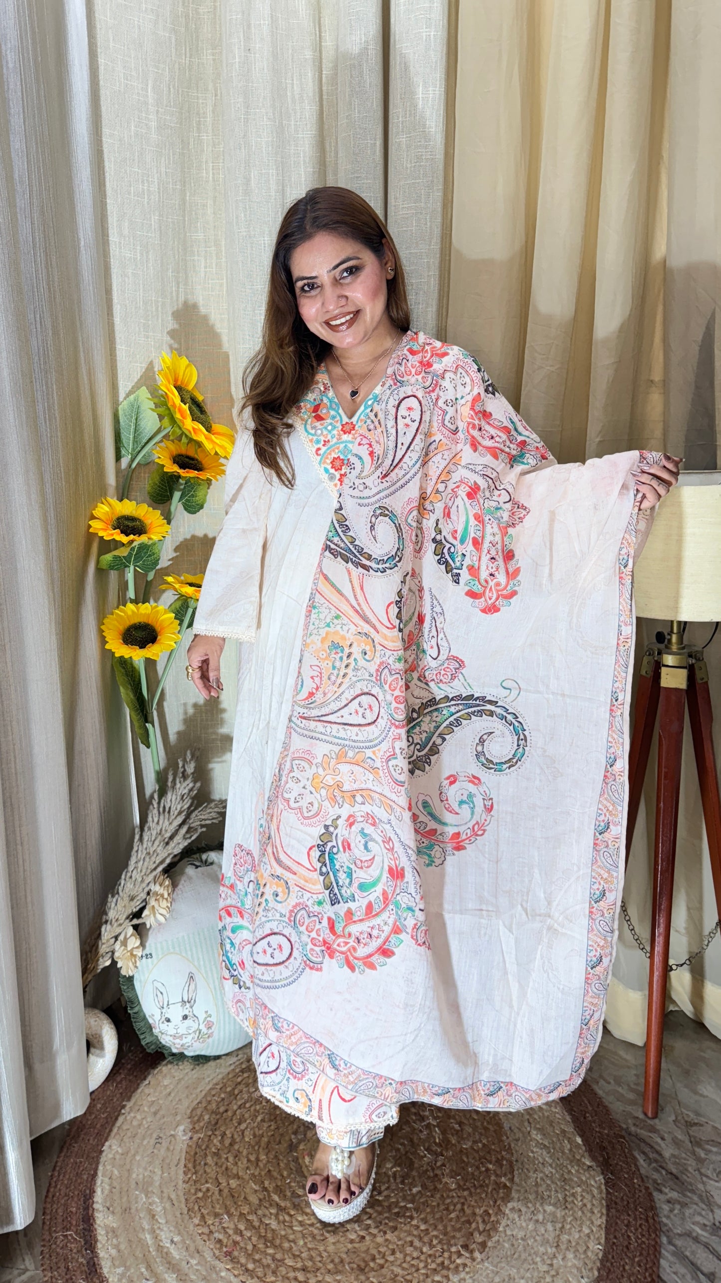 3pc pure Muslin cotton suit set