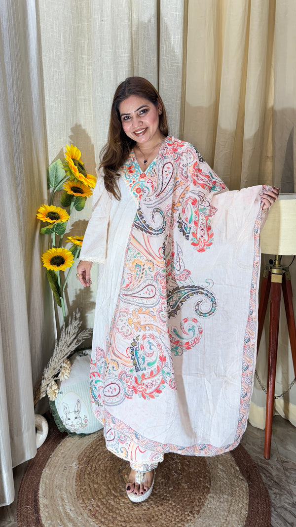 3pc pure Muslin cotton suit set