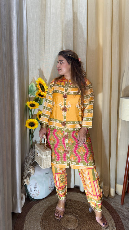 Mustard Bloom  co-ord kurta and pant set