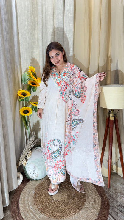 3pc pure Muslin cotton suit set