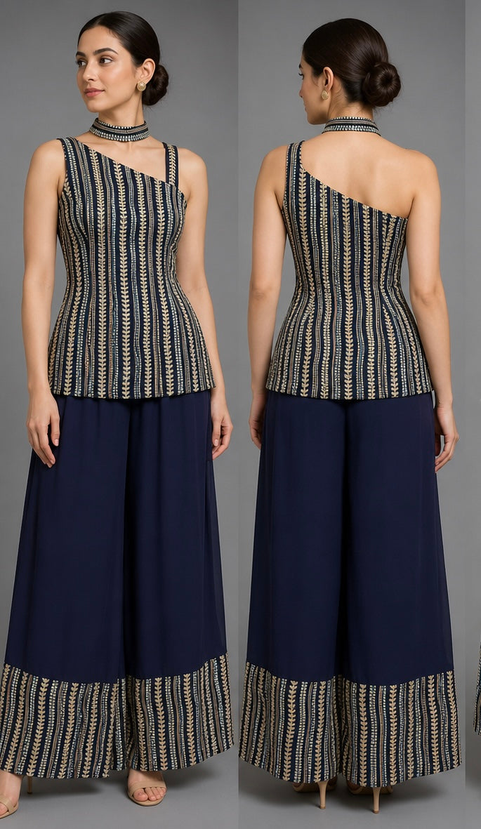 Embroidered Palazzo Set