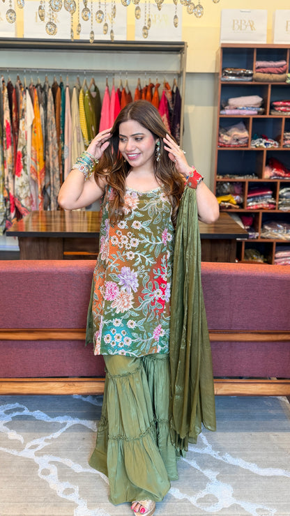 Premium Floral Embroidered Suit Set