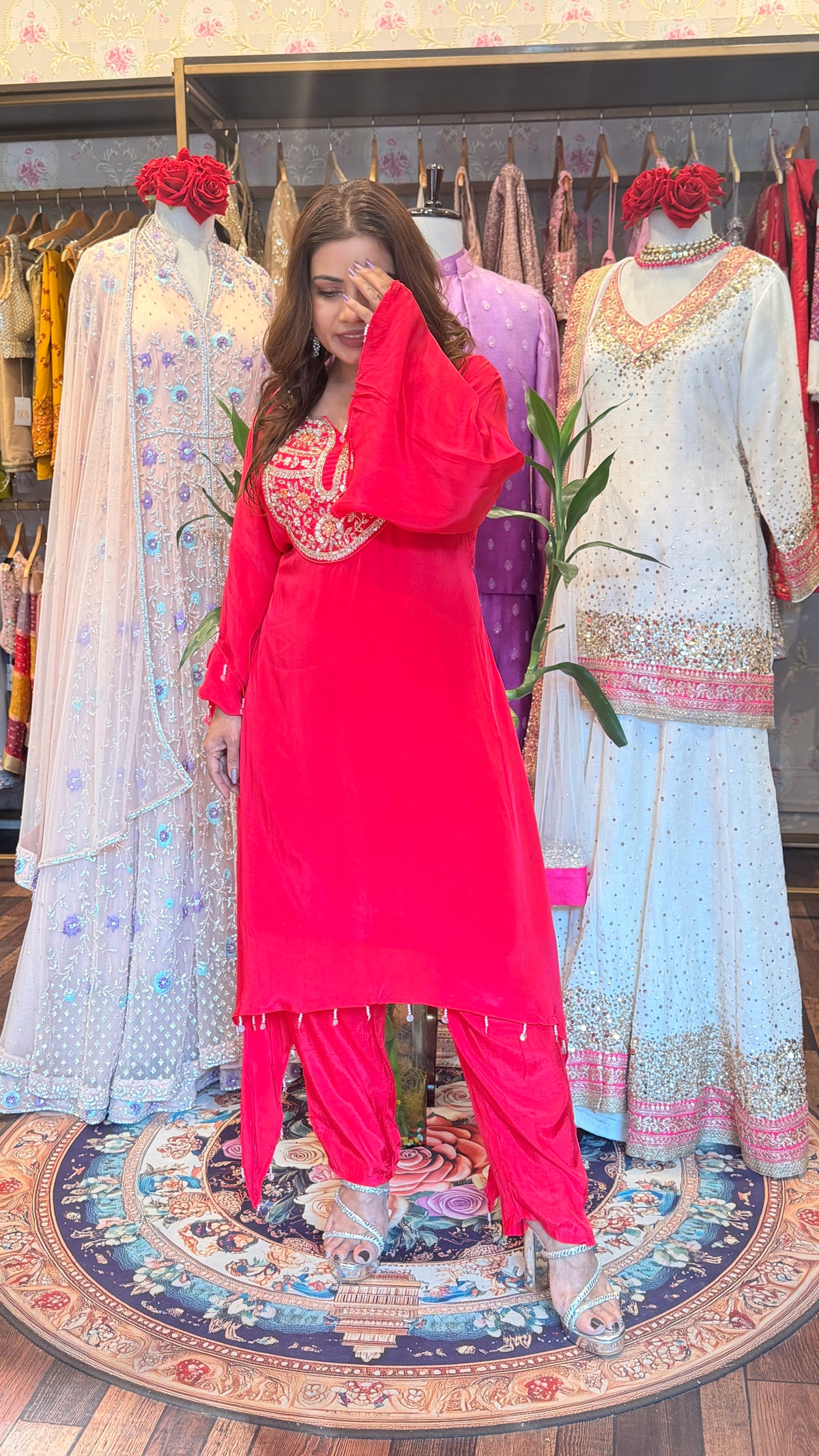 Hot Pink Three-Piece Suit Set