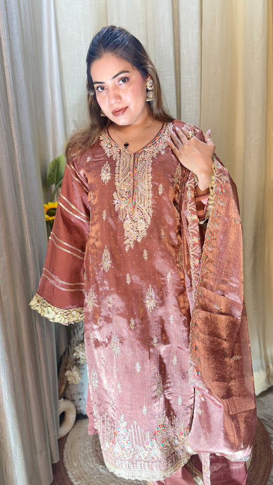 Embellished Tea Pink Suit set