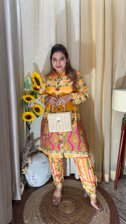 Mustard Bloom  co-ord kurta and pant set