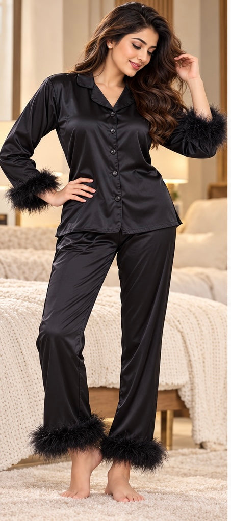 Luxury Wine Satin Pyjama Set