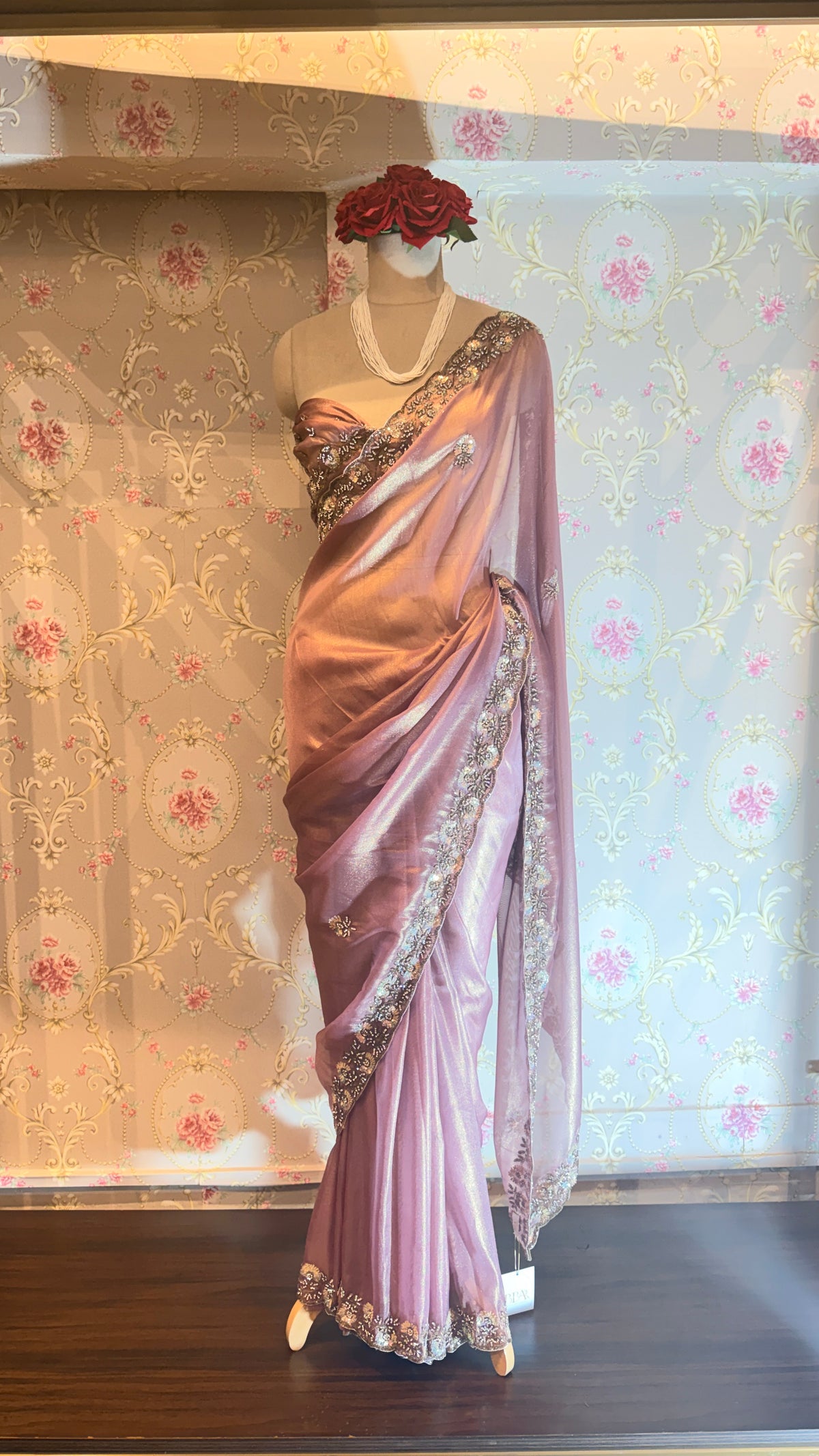 TISSUE ORGANZA EMBROIDERED SAREE