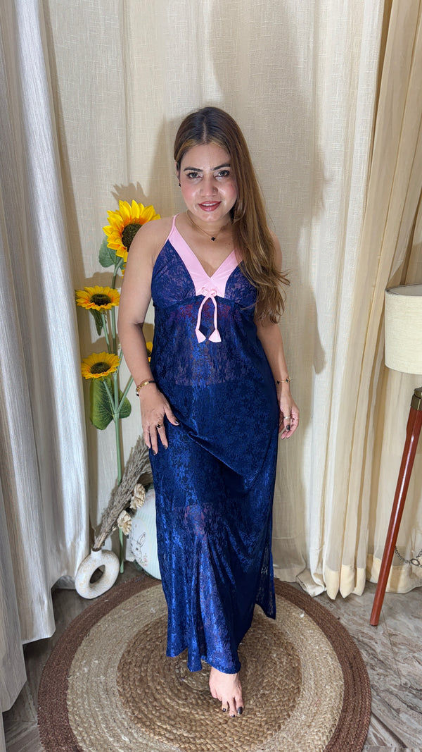 2pc Satin Lace Nighty Set