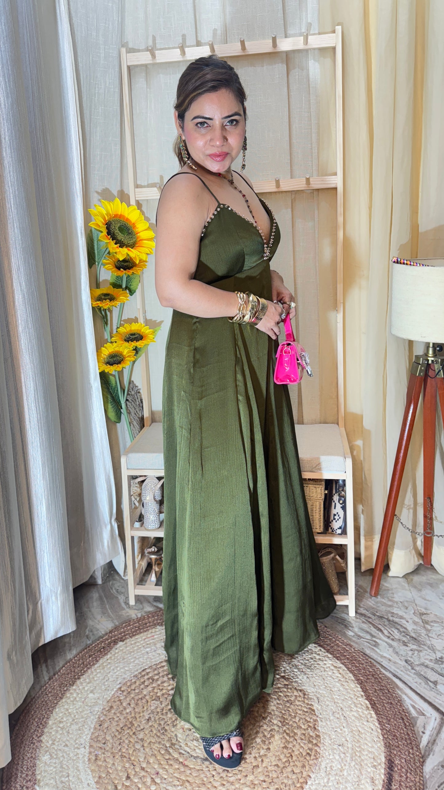 Elegant Satin One-Piece Maxi Dress