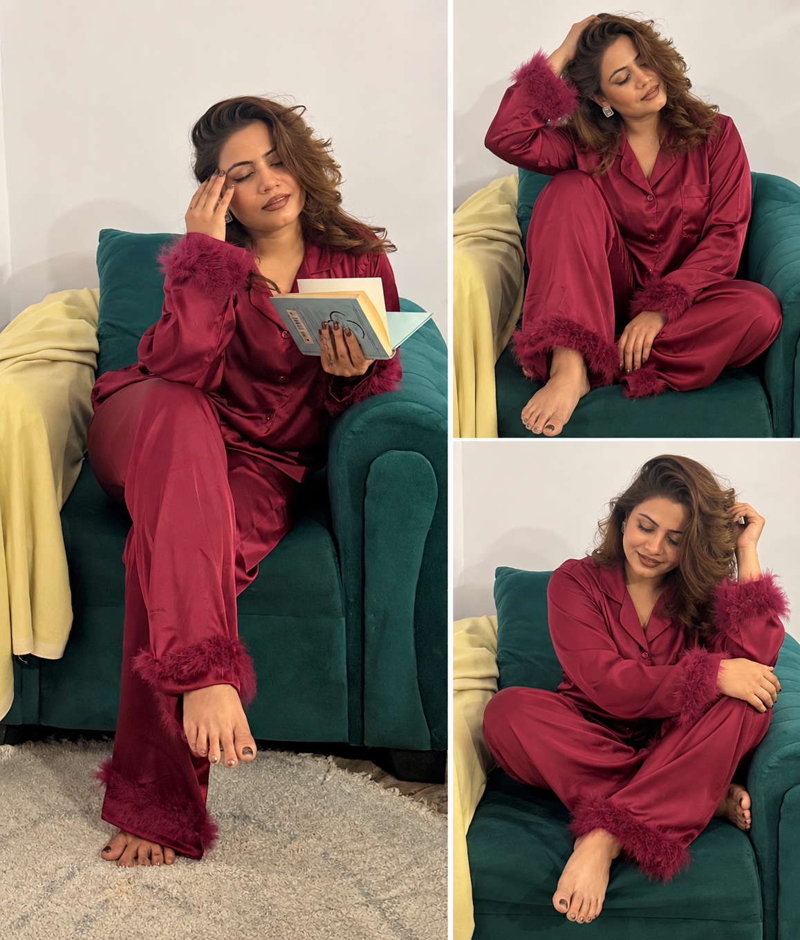 Luxury Wine Satin Pyjama Set