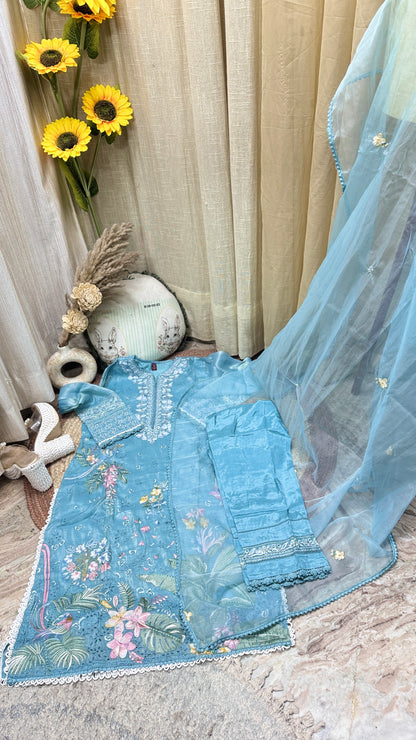 Sky Blue Pakistani-style suit set