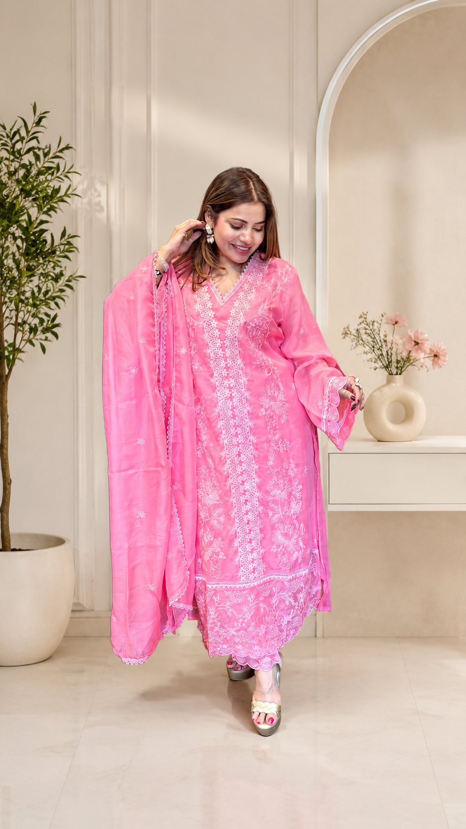 Chikankari Embroidered Suit Set