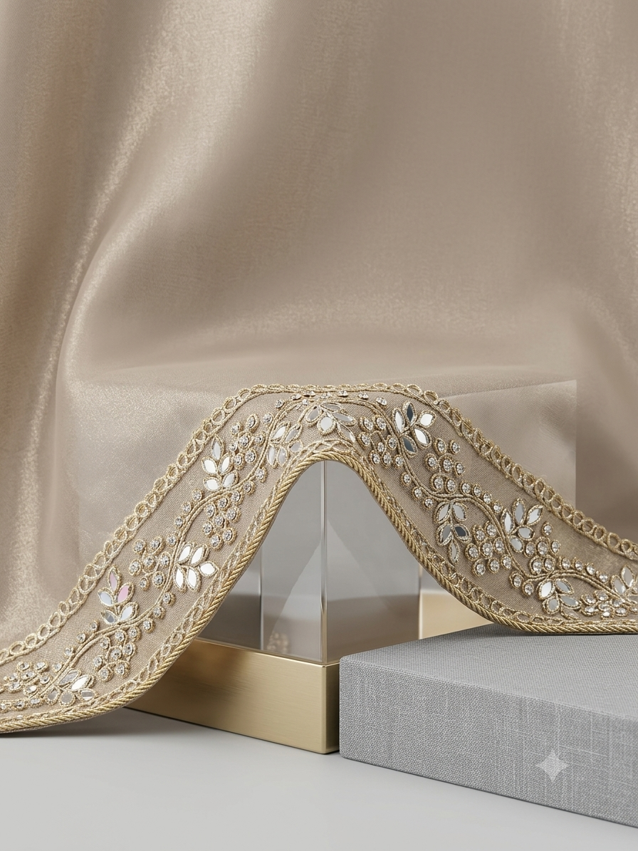 Tissue Silk Saree with Hand-Embellished Border