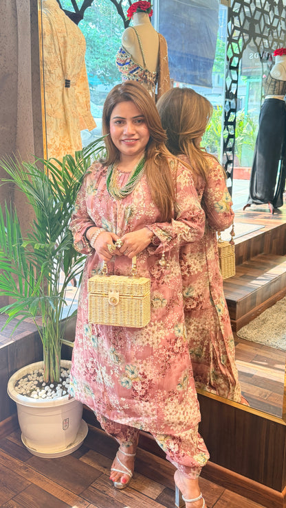 Blush Floral Printed Kurta Set | Boho Luxe Edit