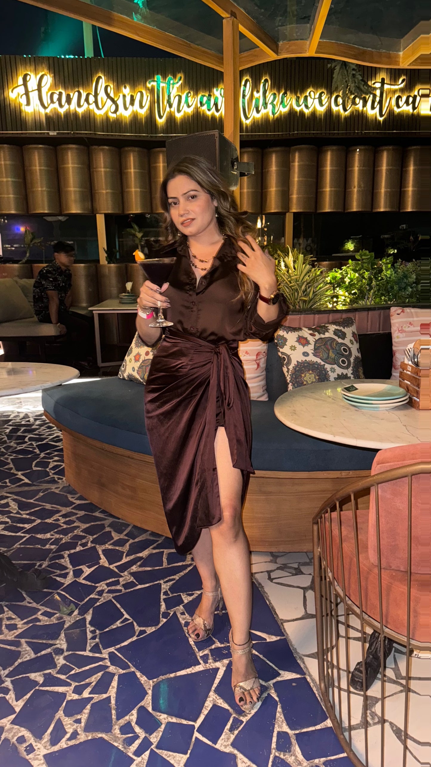 Satin wrap around skirt With shirt