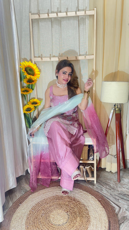 Elegant Embroidered Farsi Suit with Dupatta