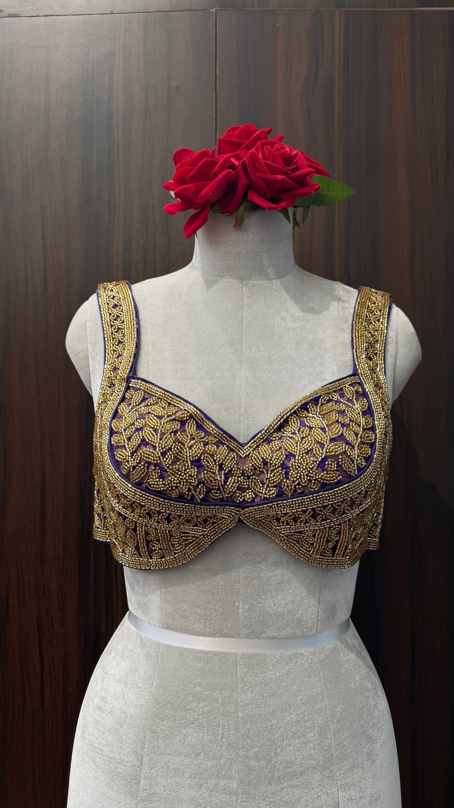Purple Gold Embroidered Blouse