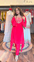 Hot Pink Three-Piece Suit Set