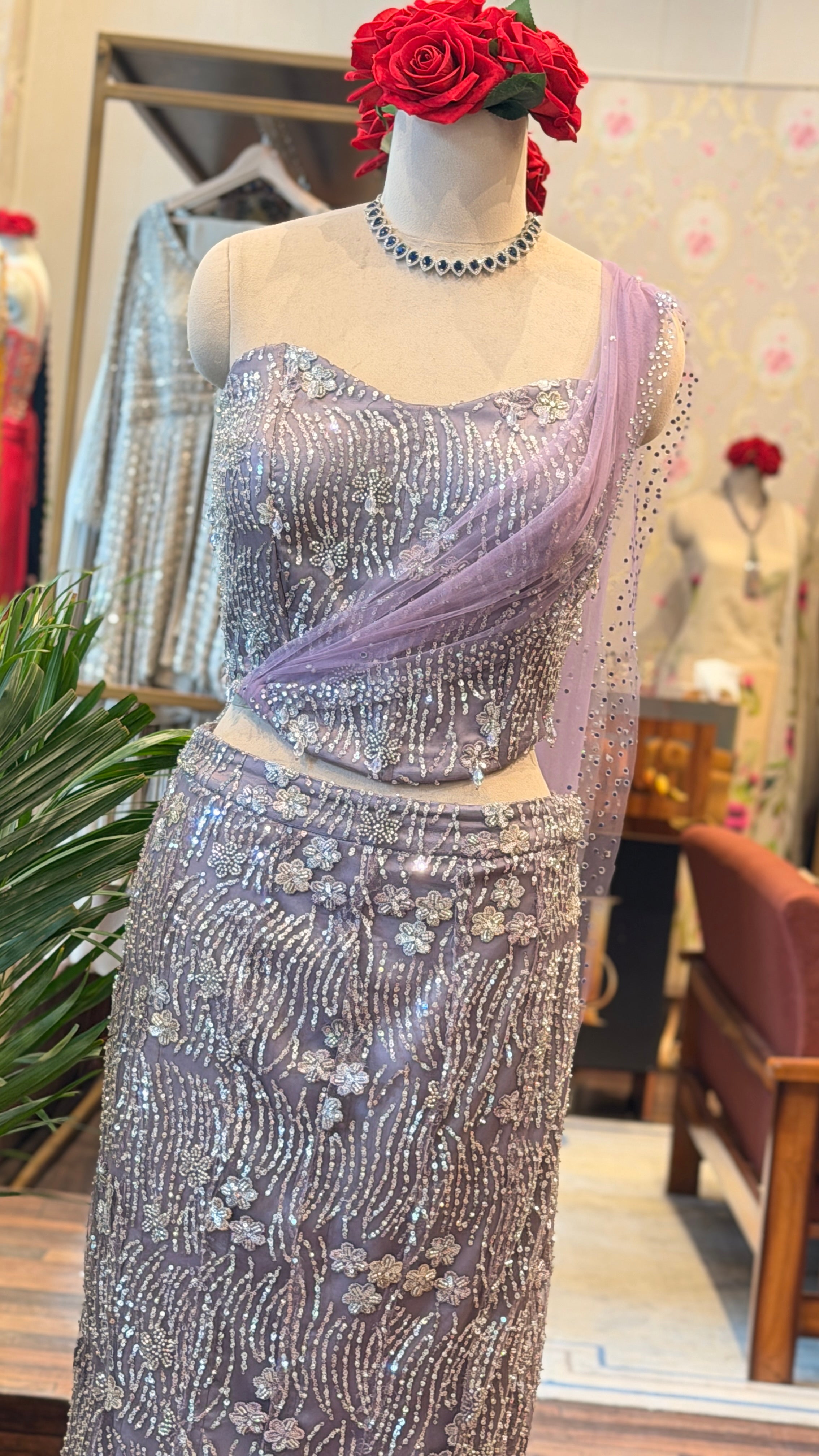 Lavender Fish-Cut Lehenga Set