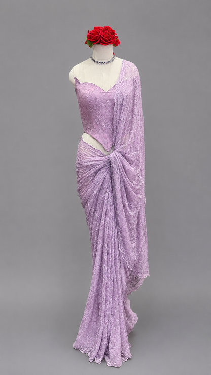Lace Saree with Sculpted Corset Blouse | Designer Party & Cocktail Wear