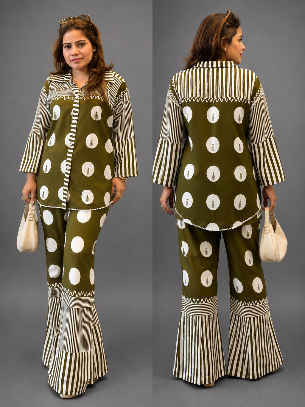Olive Green Printed Co-Ord Set