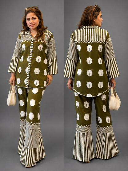 Olive Green Printed Co-Ord Set